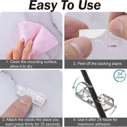 Devam Collection 20 Pieces Adhesive Cable Clips Cable Protector image 4