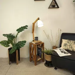 symplify Maurice Wooden Shelf Floor Lamp with Wooden Shade & Brown Base-picture-39