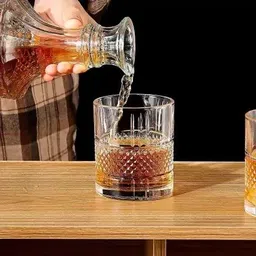 t r creation European Crystal Clear Decanter and 6 Pcs Glass Set 240 ml( pack of 7) Decanter image 3