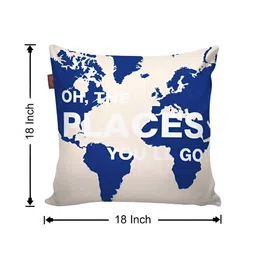 AEROHAVEN Blue & Peach-Coloured 5 Pieces Abstract Square Cushion Covers image 3