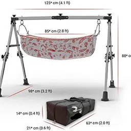 a to z hub Stainless Steel Baby Boy'S And Girl'S Portable Folding Swing, Cradle, Ghodiyu, 17.8 Centimeters, Multicolour image 2