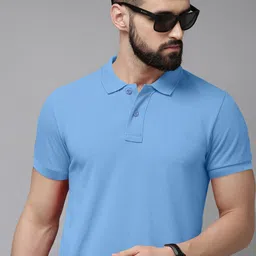 metronaut Solid Men Polo Neck Polycotton Light Blue T-Shirt-picture-15