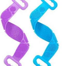 COMBO 2 Pieces Silicone Bath Body Brush Exfoliating Double Side Silicone Body Back Scrubber Belt Long Back Cleaning Shower Strap for Men Women,(MULTI COLOR)-image-39