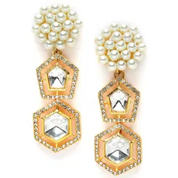 KARATCART Gold-Plated Polki Kundan-Studded & Beaded Jewellery Set image 5