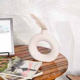 PUREZENTO White Solid Donut Shaped Flower Vases image 4