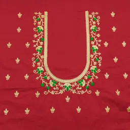 vivida enterprise Unstitched Art Silk Blouse Material Embroidered image 2