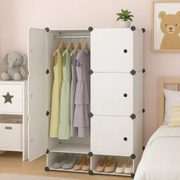 6-Door 8-Shelf Plastic kids Collapsible Cupboard PC Collapsible Wardrobe-image-2