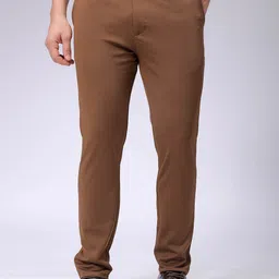 the indian garage co. Men Slim Fit Brown Lycra Blend Trousers-picture-23
