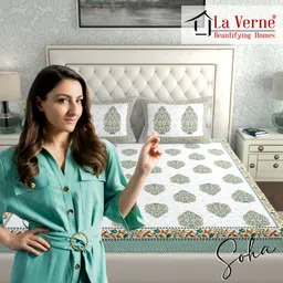 la verne Cotton King Flat 120 TC Paisley Bedsheet image 2