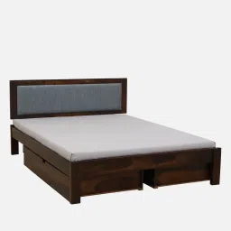 woodsworth from pepperfry Narvik Sheesham Wood Queen Size Bed In Provincial Teak Finish Drawer Storage image 4