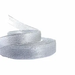 upyukat Light Pink Colour Silver Golden Dotted Net Fabric/ Cloth 9 meters long and 44 inches in width along with a silver ribbon roll (12.5 mm width) for Birthday/ Party/ Festive Decoration, Gift Wrapping, Art and Craft projects, Home Décor image 3