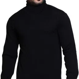 cavardi Men Solid Round Neck Black Sweater-picture-20