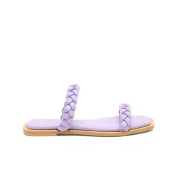 Bruno Manetti Women Purple Printed Open Toe Flats with Bows image 4