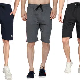 gyrfalcon Pack of 3 Self Design Men Dark Blue, Grey, Dark Grey Regular Shorts-picture-10