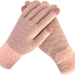 desoria Striped, Self Design, Woven Winter Women Gloves image 1