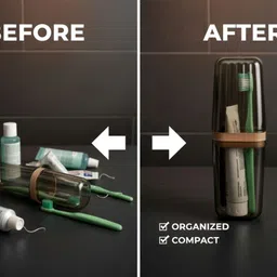 neermit Portable Travel Toothbrush Comb Set brown Toothbrush Case image 3