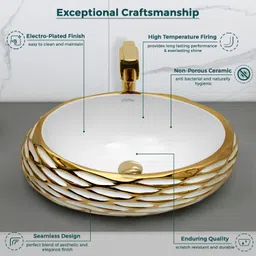 plantex Ceramic Basin for Bathroom/Table Top Basin/Washbasin for Bathroom - (EQTT-593) Counter Top image 2