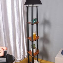Devansh Black Wooden Frustum Floor Lamp-picture-22