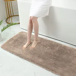 luxe home international Taupe Solid Microfiber 5 ft x 2 ft Machine Made Runner image 1