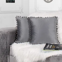STITCHNEST Grey 2 Pieces Velvet Square Cushion Covers-image-8