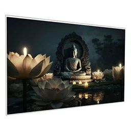 nestroots Green & Cream-Coloured Meditating Buddha Canvas Framed Painting Wall Art image 5