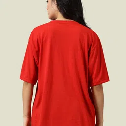 disney by dreambe Women Cartoon Round Neck Cotton Blend Red T-Shirt image 2