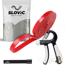 slovic 0.5 kg Resistance Band & Hand Grip Workout Combo | Natural Latex Band with Door Anchor Home Gym Combo-picture-26