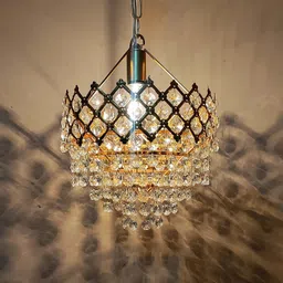 kiyaan Golden Color Crystal Jhumar Hanging Light Flush Mount Ceiling Lamp Chandelier Ceiling Lamp-picture-12