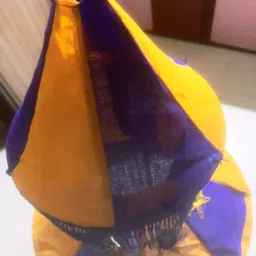 anumoh Cloth Décor/Festive Lantern, "Matka Jhoomar" Foldable, from Pipli Odisha Orange, Blue Cloth Hanging Lantern image 3