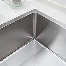 messina 304 HANDMADE sound proof KITCHEN SINK HEAVYDUTY PREMIUM QUALITY CHROME MATT FINISH (45"×20"×10") (SILVER) vessel sink Vessel Sink image 3