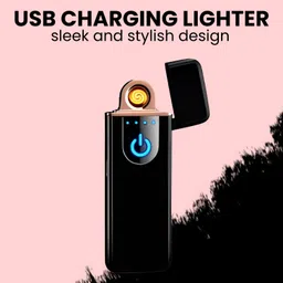 sacro USB (Cigarette Lighter) for Smoking Windproof Slim Lighter with FingerprintE146 USB (Cigarette Lighter) for Smoking Windproof Slim Lighter with FingerprintE146 Pocket Lighter image 1