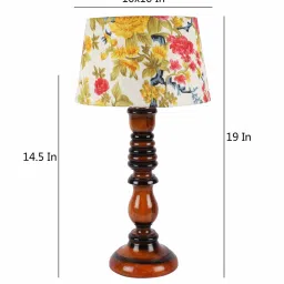 Slant Multicolour Fabric Shade Table Lamp With Brown Base By Foziq image 5