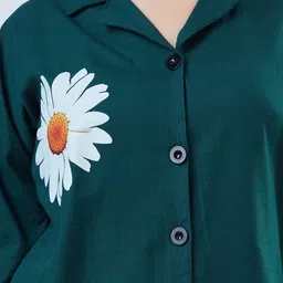 firstcutiepi Women Oversized Fit Self Design Spread Collar Casual Shirt image 4