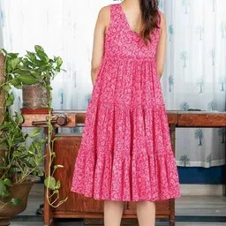 fashion2wear Women A-line Pink Midi/Calf Length Dress image 2