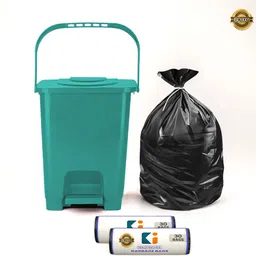 kuber industries 10 L Square Pedal Dustbin with 2 Roll Black Garbage Bags (19x21 In) | Green Plastic Dustbin image 4