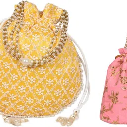 sunesh creation Women Yellow, Pink Potli-picture-27