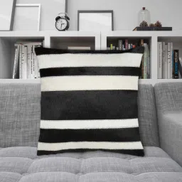 dazzhome Black & White Hair On Leather 16 x 16 Inches Cushion Cover image 1