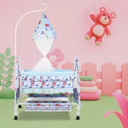 flammable Cradle for kids cradle for baby boy and girl Cradle With Swing & Mosquito Net-picture-19
