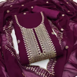 m fashion Unstitched Georgette Salwar Suit Material Embroidered-picture-18