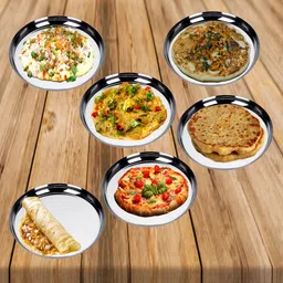 sumeet Stainless Steel Apple Shape Heavy Gauge Snack Plates with Mirror Finish -22.8Cm Dia - Set of 6 Pcs Half Plate image 2