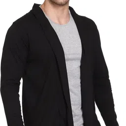 trendolo Men Jacket Style Full Sleeve Black Shrug image 3