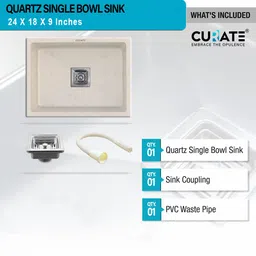 Quartz Kitchen Sink Peach Aura Matt Finish- 24x18x9 inch Peach Aura | CURATE A305 Vessel Sink image 4