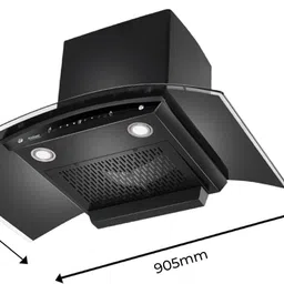 hindware DIVINA 90 | Filter-Less | Powerful Suction | 3 Speed Gesture Control | Auto Clean Wall Mounted Black 1200 CMH Chimney image 3