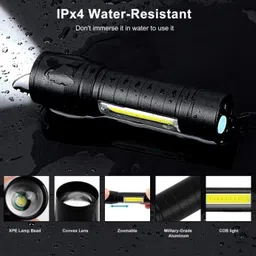 life creation (Pack of 2) Mini Pocket Light Zoom COB USB Charging Led Water Proof TorchR-26 Torch image 5