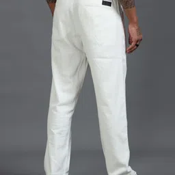 roadster Men Relaxed White Pure Linen Trousers image 4