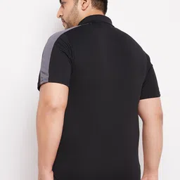 austivo Men Colorblock Polo Neck Polyester Black T-Shirt image 2