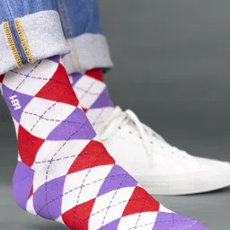 SockSoho Men Checked Cotton Calf-Length Socks image 4