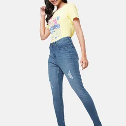 YU by Pantaloons Women Skinny Fit Mildly Distressed Heavy Fade Jeans image 2