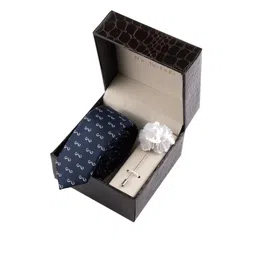 The Tie Hub Men Conversational Printed Necktie With Flower Lapel Accessory Gift Set image 4