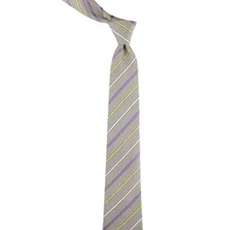 kavove KOVOVE Men Grey & Yellow Striped Broad Tie image 2